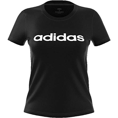 adidas W E Lin Slim T Camiseta de Manga Corta, Mujer, Negro (Black/White), S