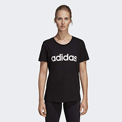 adidas W E Lin Slim T Camiseta de Manga Corta, Mujer, Negro (Black/White), S