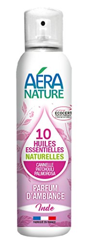 AERA NATURE: Perfume ambiente natural, de 125 ml, con 10 aceites esenciales"India" Canela, pachulí, palmarosa