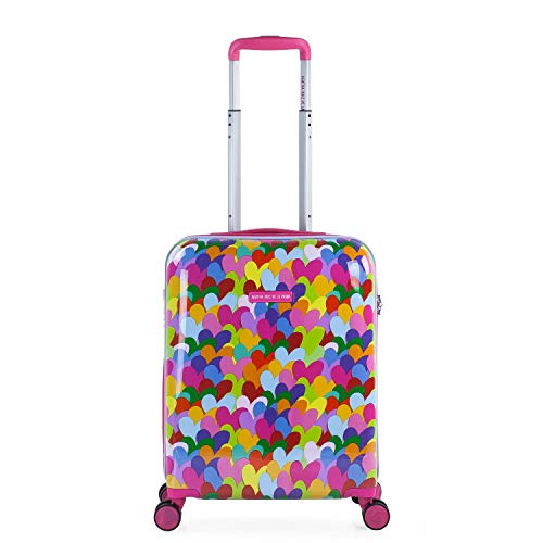 AGATHA RUIZ DE LA PRADA - Maleta Cabina Pequeña de Mano. Trolley 4 Ruedas 55x40x20 cm de Policarbonato Estampado con Corazones. Equipaje de Mano. Rígida Cómoda y Ligera. Diseño Original, Color Fucsia