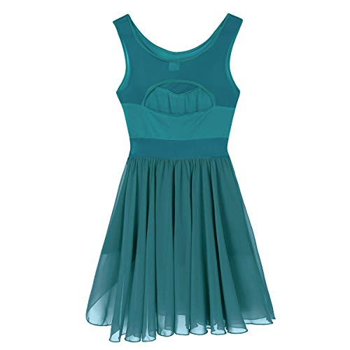 Agoky Vestido de Danza Ballet para Mujer Vestido de Baile Latino Moderno Maillot Sin Mangas Monos Leotardo Body de Gimnasia Rítmica para Chica Adulta Verde Large