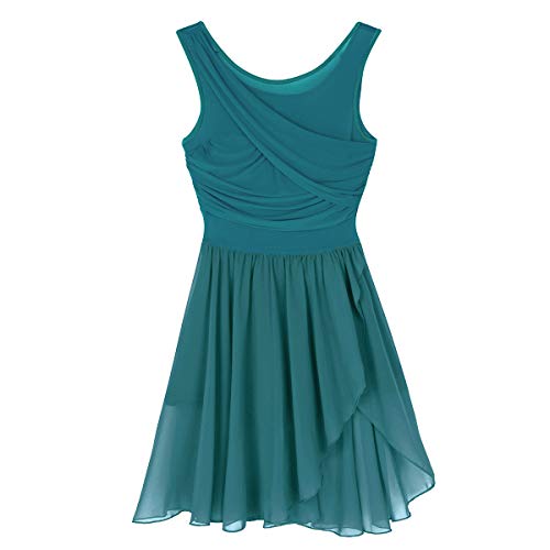 Agoky Vestido de Danza Ballet para Mujer Vestido de Baile Latino Moderno Maillot Sin Mangas Monos Leotardo Body de Gimnasia Rítmica para Chica Adulta Verde Large