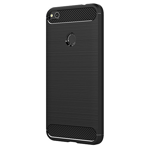 AICEK Funda Huawei P8 Lite 2017, Negro Silicona Fundas para Huawei P8 Lite 2017 Carcasa P8 Lite 2017 Fibra De Carbono Funda Case