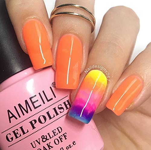 AIMEILI Esmalte Semipermanente De Uñas Soak Off UV LED Uñas De Gel - Neon Orange Zest (053) 10ml