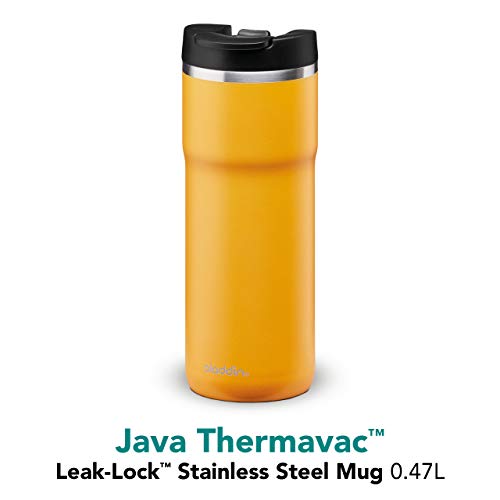 Aladdin Barista Java Thermavac™ Leak-Lock™ Thermavac Stainless Steel Travel Mug 0.47L Sun Yellow – Leakproof | Double Wall Vacuum Insulated Cup | Keeps Hot for 4 Hours | BPA-Free | Dishwasher Safe