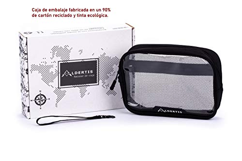 Aldertis - Neceser de Viaje Transparente para avión de Mujer y Hombre, Impermeable, de PVC para organizar Accesorios de Viaje y artículos de Aseo. Estuche o Bolso Transparente.