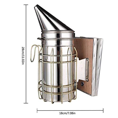 ALIXIN Ahumador de abejas, equipo de apicultura, acero inoxidable de alta resistencia, tamaño grande, flujo de aire superior y excelente salida de humo para apicultura.