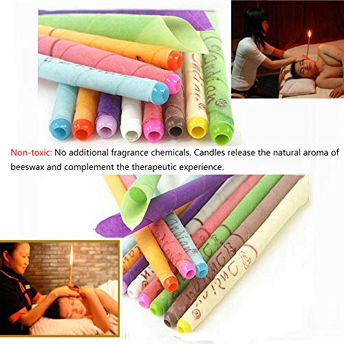 All Natural Ear Candles Conos de cera de abejas - 32 piezas (8 colores), cilindros orgánicos no tóxicos fragancia hueca cono velas con 16 discos protectores (32 piezas)