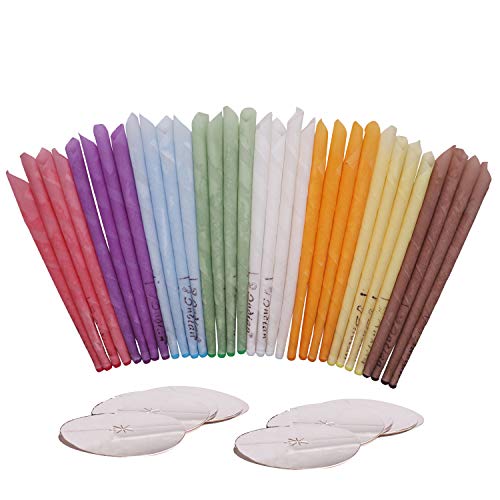 All Natural Ear Candles Conos de cera de abejas - 32 piezas (8 colores), cilindros orgánicos no tóxicos fragancia hueca cono velas con 16 discos protectores (32 piezas)