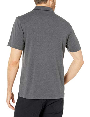 Amazon Essentials - Polo de manga corta ajustado y con bolsillo para hombre, Carbón Heather, US S (EU S)