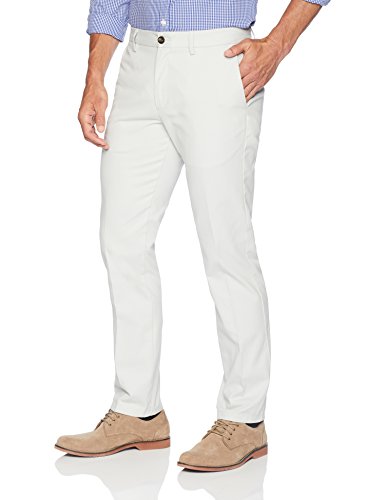 Amazon Essentials Slim-Fit Wrinkle-Resistant Flat-Front Chino Pant Pantalones Casuales, Gris Claro, 28W/32L