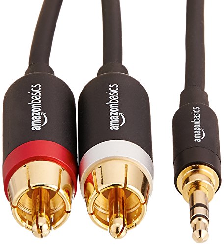 AmazonBasics - Cable adaptador (3,5 mm a 2 machos RCA, 2,44 m)