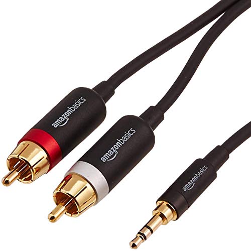 AmazonBasics - Cable adaptador (3,5 mm a 2 machos RCA, 2,44 m)