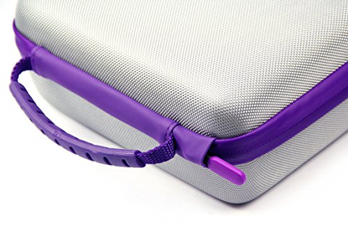 AmazonBasics - Funda de transporte para Super NES Classic y accesorios, 21,6 x 8,9 x 21,6 cm, color gris con borde morado