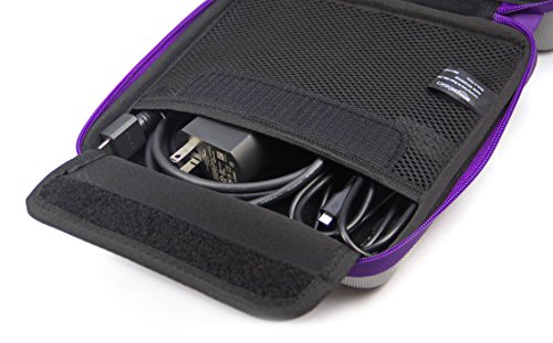 AmazonBasics - Funda de transporte para Super NES Classic y accesorios, 21,6 x 8,9 x 21,6 cm, color gris con borde morado