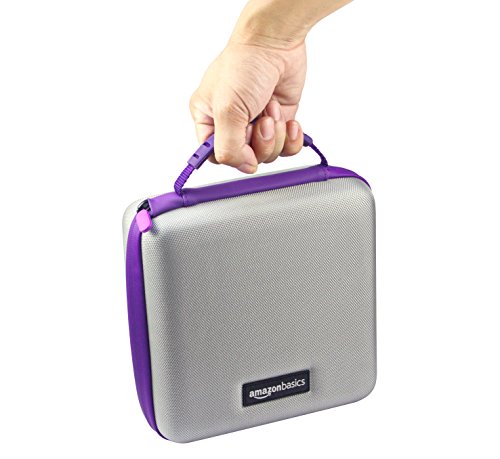 AmazonBasics - Funda de transporte para Super NES Classic y accesorios, 21,6 x 8,9 x 21,6 cm, color gris con borde morado