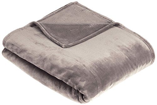 AmazonBasics - Manta, hecha de suave felpa - 229 x 229cm - Gris