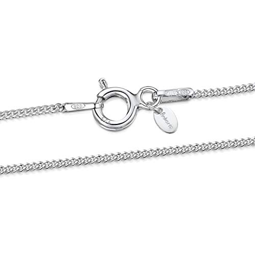 Amberta® Joyería - Collar - Fina Plata De Ley 925 - Cadena de Frenar - 1.1 mm - 36 40 45 50 55 60 cm (45cm)