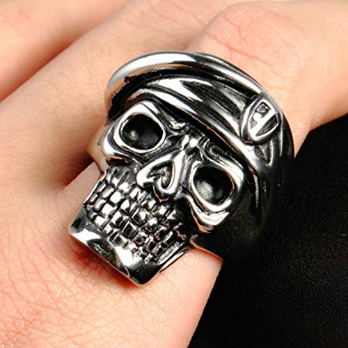 Amody Anillos de Acero Inoxidable para Hombres joyería de los Hombres Soldado Americano Anillo US Army Skull Silver Anillos góticos Tamaño 17