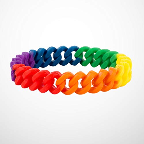 Amosfun Pulsera del Arco Iris del Orgullo Gay Pulsera de Cadena de Silicona joyería Personalizada para Mujeres niñas Hombres 1pc