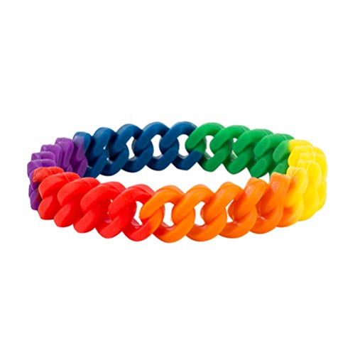 Amosfun Pulsera del Arco Iris del Orgullo Gay Pulsera de Cadena de Silicona joyería Personalizada para Mujeres niñas Hombres 1pc