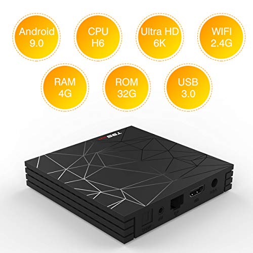 Android TV Box，T95 MAX Android 9.0 TV Box 4GB RAM/32GB ROM Quad-Core Soporte 2.4Ghz WiFi 6K Smart TV Box con Mini Teclado Inalámbrico