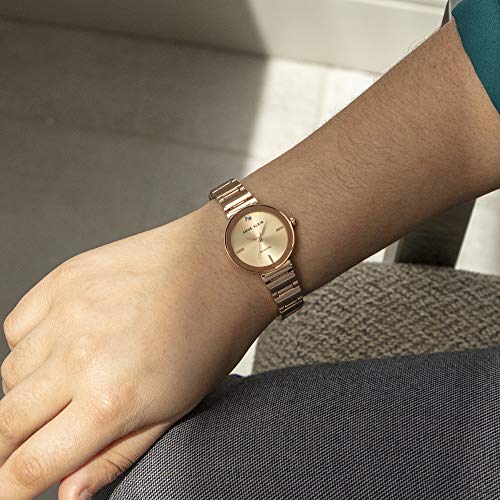 Anne Klein Reloj de Cuarzo para Mujer con Esfera de Oro Rosa, Pantalla Analógica y Pulsera de aleación AK/N2434RGRG