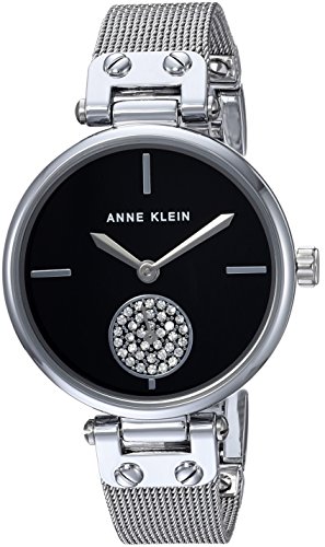 Anne Klein Reloj de Cuarzo para Mujer, de Metal y Acero Inoxidable, Color Plateado (Modelo: AK/3001BKSV)