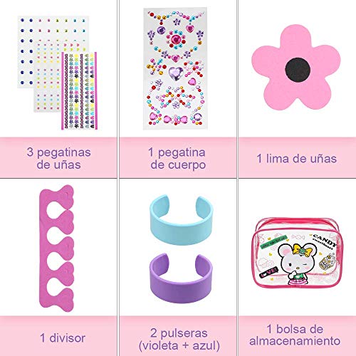 Anpro Kit de Manicura,Esmalte de Uñas Desgarrado para Niñas, Juguetes para Chicas, Regalo de Princesa para Niñas en Fiesta,Cumpleaños,Navidad