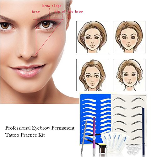 Anself Kit Profesional de Práctica Tatuaje Ceja Permanente Microblading Set Manual Ceja Pluma Pigmento Tinta Práctica de la Piel Herramienta