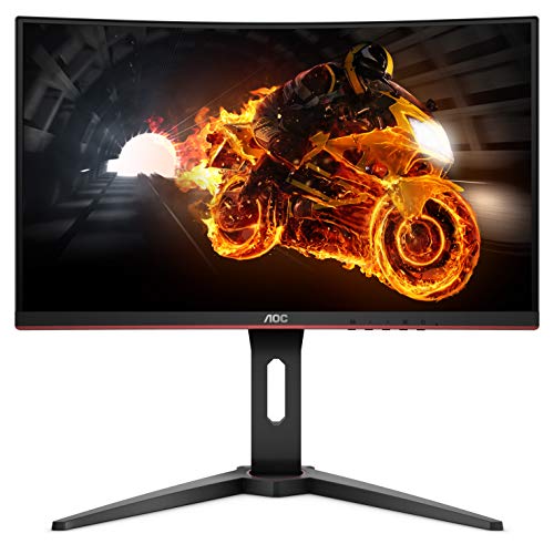 AOC C24G1 - Monitor Gaming Curvo de 24” con Pantalla Full HD e-Sports (VA, 1ms, AMD FreeSync, 144Hz, Sin Marco, Ajustable en altura y FlickerFree), Color Negro/Rojo