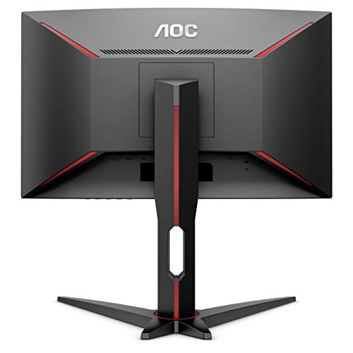 AOC C24G1 - Monitor Gaming Curvo de 24” con Pantalla Full HD e-Sports (VA, 1ms, AMD FreeSync, 144Hz, Sin Marco, Ajustable en altura y FlickerFree), Color Negro/Rojo