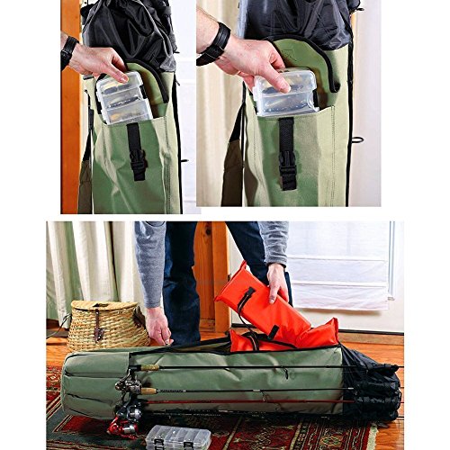 Aparejos de pesca Rod Holdall Bolsa Travel Reel Carry Case Pole Herramientas Bolsas de almacenamiento Engrosamiento Canvas (48.4inch)