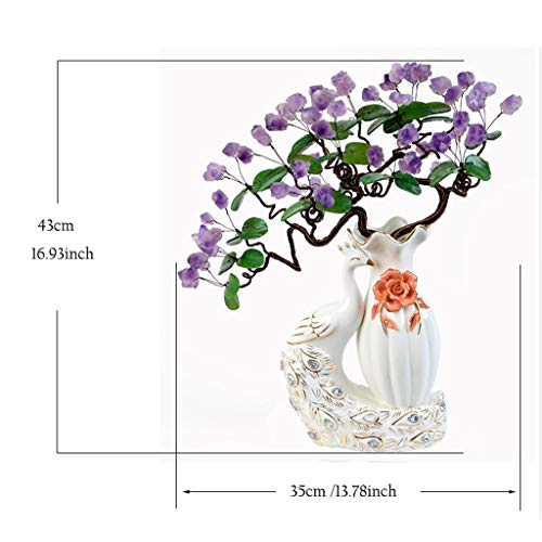 Árbol de Dinero Amethyst natural del árbol del dinero Crafts decoración del hogar Siete Chakra curativo natural de la piedra preciosa de cristal Fortuna Bonsai árbol del dinero for la buena suerte Arb