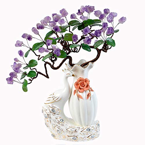 Árbol de Dinero Amethyst natural del árbol del dinero Crafts decoración del hogar Siete Chakra curativo natural de la piedra preciosa de cristal Fortuna Bonsai árbol del dinero for la buena suerte Arb