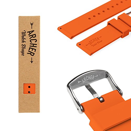 Archer Watch Straps | Repuesto de Correa Reloj de Silicona para Hombre y Mujer, Caucho Fácil de Abrochar para Relojes y Smartwatch | Naranja Portland, 18mm