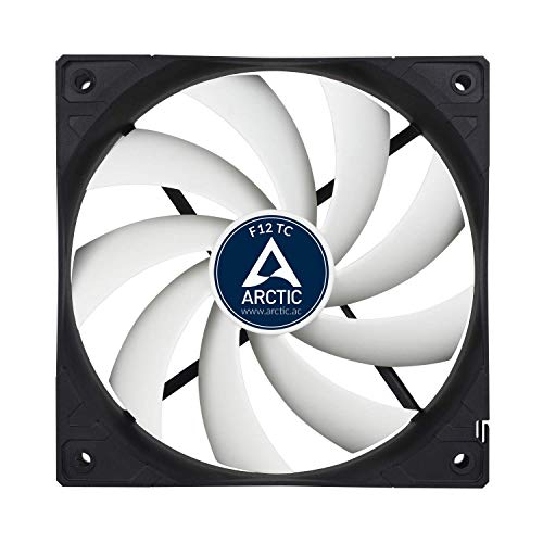 ARCTIC F12 TC - 120 mm Ventilador de Caja para CPU con Control de Temperatura, Motor Muy Silencioso con Exclusivo Sistema Antivibración, Computadora, 300-1350 RPM - Negro/Blanco