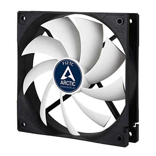 ARCTIC F12 TC - 120 mm Ventilador de Caja para CPU con Control de Temperatura, Motor Muy Silencioso con Exclusivo Sistema Antivibración, Computadora, 300-1350 RPM - Negro/Blanco