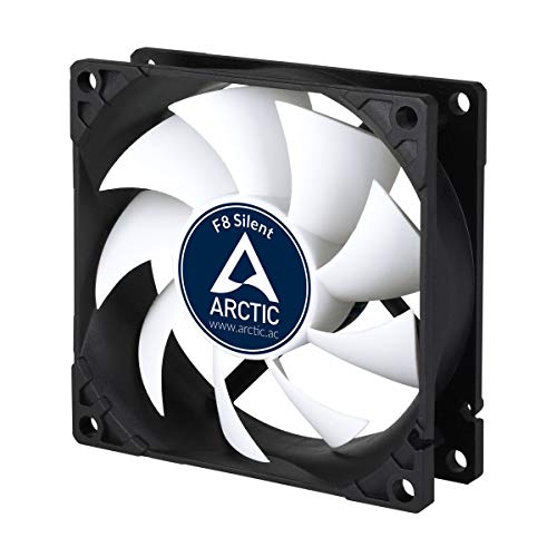 ARCTIC F8 Silent – 80 mm Ventilador de Caja para CPU, Motor Muy Silencioso, Computadora, 1200 RPM – Negro/Blanco