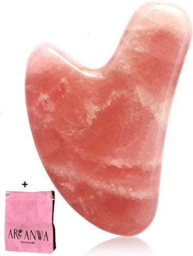 ARI ANWA Skincare ® Premium Gua Sha Rose Quartz | 100% Cuarzo Rosa Real | Bolsa de terciopelo GRATIS | Efectivo y de alta calidad - Gua Sha Cuarzo Rosa