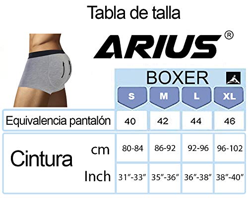 ARIUS Calzoncillo Boxer con Relleno Trasero para Aumentar el Volumen y tamaño de glúteos y Levantar en Color Gris - Push up y Relleno de Nalgas - Men’s Padded Buttocks - Men's Shapewear (L)