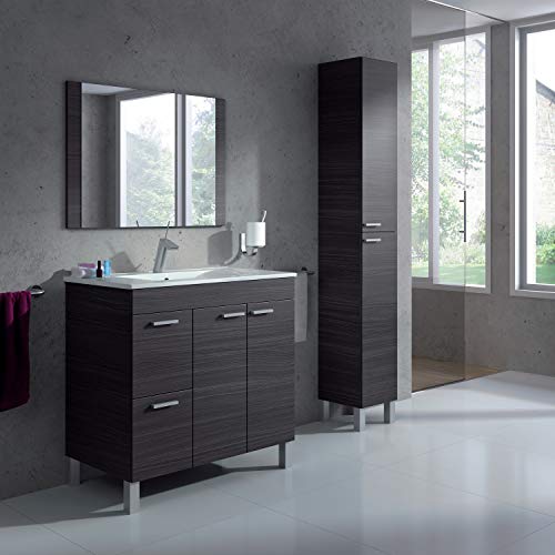 ARKITMOBEL 305260G, Columna de baño Koncept con 2 Puertas y 4 Patas, Color Gris Ceniza, Medidas: 182 cm (Alto) x 30 cm (Largo) x 25 cm (Fondo)