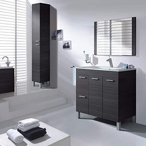 ARKITMOBEL 305260G, Columna de baño Koncept con 2 Puertas y 4 Patas, Color Gris Ceniza, Medidas: 182 cm (Alto) x 30 cm (Largo) x 25 cm (Fondo)