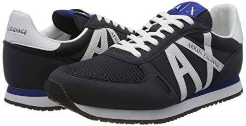 Armani Exchange Retro Running Sneakers, Zapatillas para Hombre, Azul (Navy+Op.White K487), 44 EU