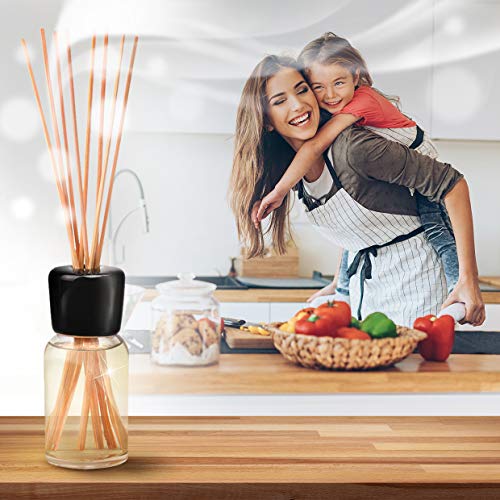 Aroma Diffuser de Mandarín 100ml con 8 Palitos de Bambú - Aceite Esencial Puro Mandarín - 0% Alcohol - Diffusore Aromi para Ambientador de Ambiente - Hogares - Aromaterapia - Difusor de Perfume