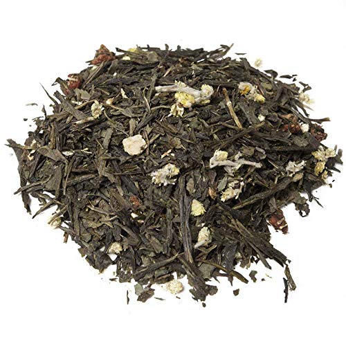 Aromas de Té - Té Verde Flor de Azahar con Cáscara de Naranja y Fresa Liofilizada/Green Tea a Granel, 100 gr.