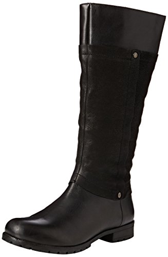 Aspele - Botas de Piel de Media Pantorrilla, Ajustadas, Color Negro y coñac (Longitud de la Bota 15 Pulgadas y Ancho de la Pantorrilla 16 Pulgadas), Color Negro, Talla 37 EU