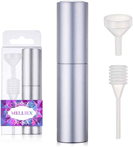 Atomizador de Perfume, 10 ml Mini Atomizadores Para Después del Afeitado Fáciles de Rellenar con Fragancia Botella de Spray Para Viajes, con Bomba de Embudo y Pipeta (Plata)