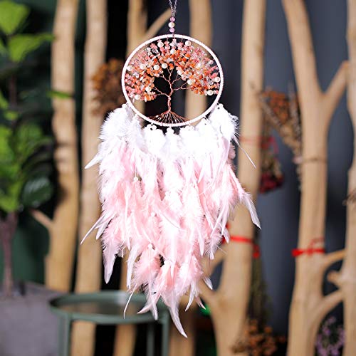 Atrapasueños Árbol de la Vida, Decoración de plumas grandes para dormitorio de niñas y mujeres