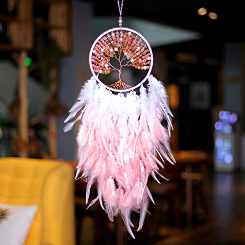 Atrapasueños Árbol de la Vida, Decoración de plumas grandes para dormitorio de niñas y mujeres